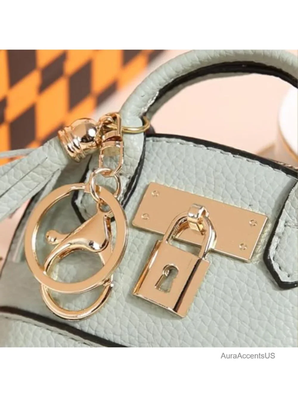 Mini Tote Bag Charm for Women, Faux Leather Coin Purse with Lobster Keychain